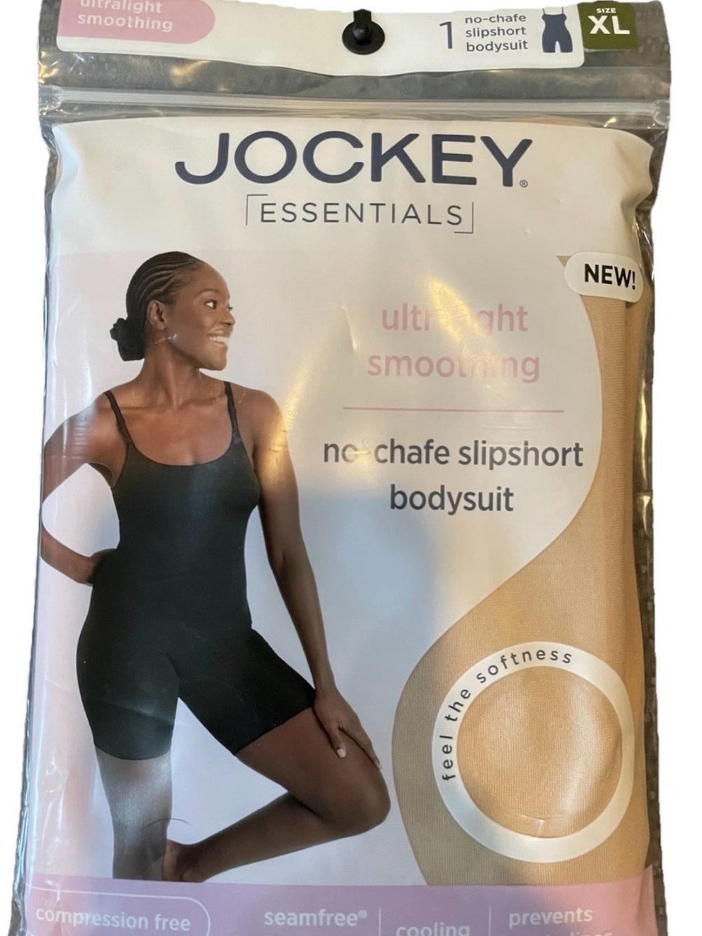 Jockey Essentials Ultralight Smoothing No-Chafe TAN Slipshort Bodysuit
